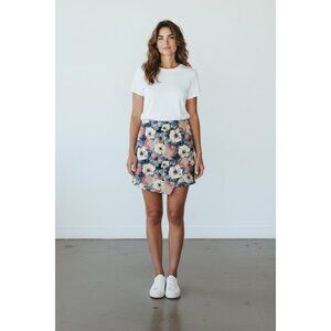 Glamorous Women's Floral Print Asymmetrical Mini Skirt XS